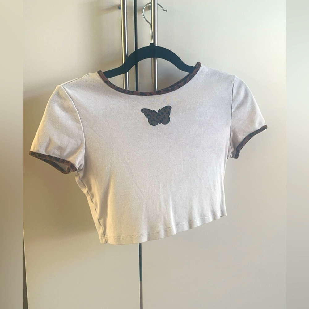 Brown Butterfly crop top